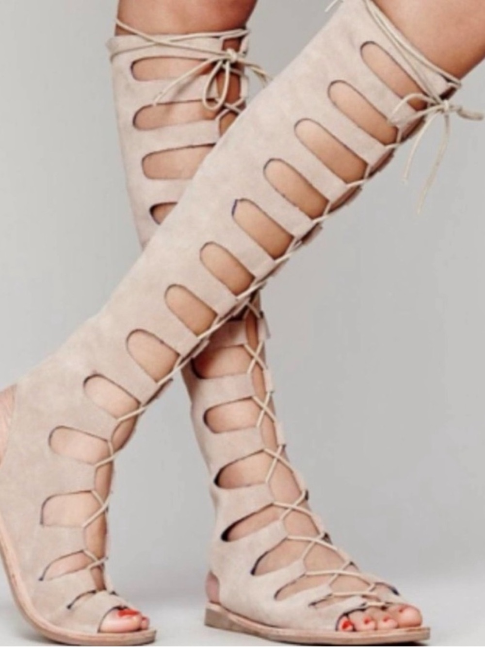 Jeffrey Campbell X Free People Rae Gladiator Knee High Lace Up Boho Sandal